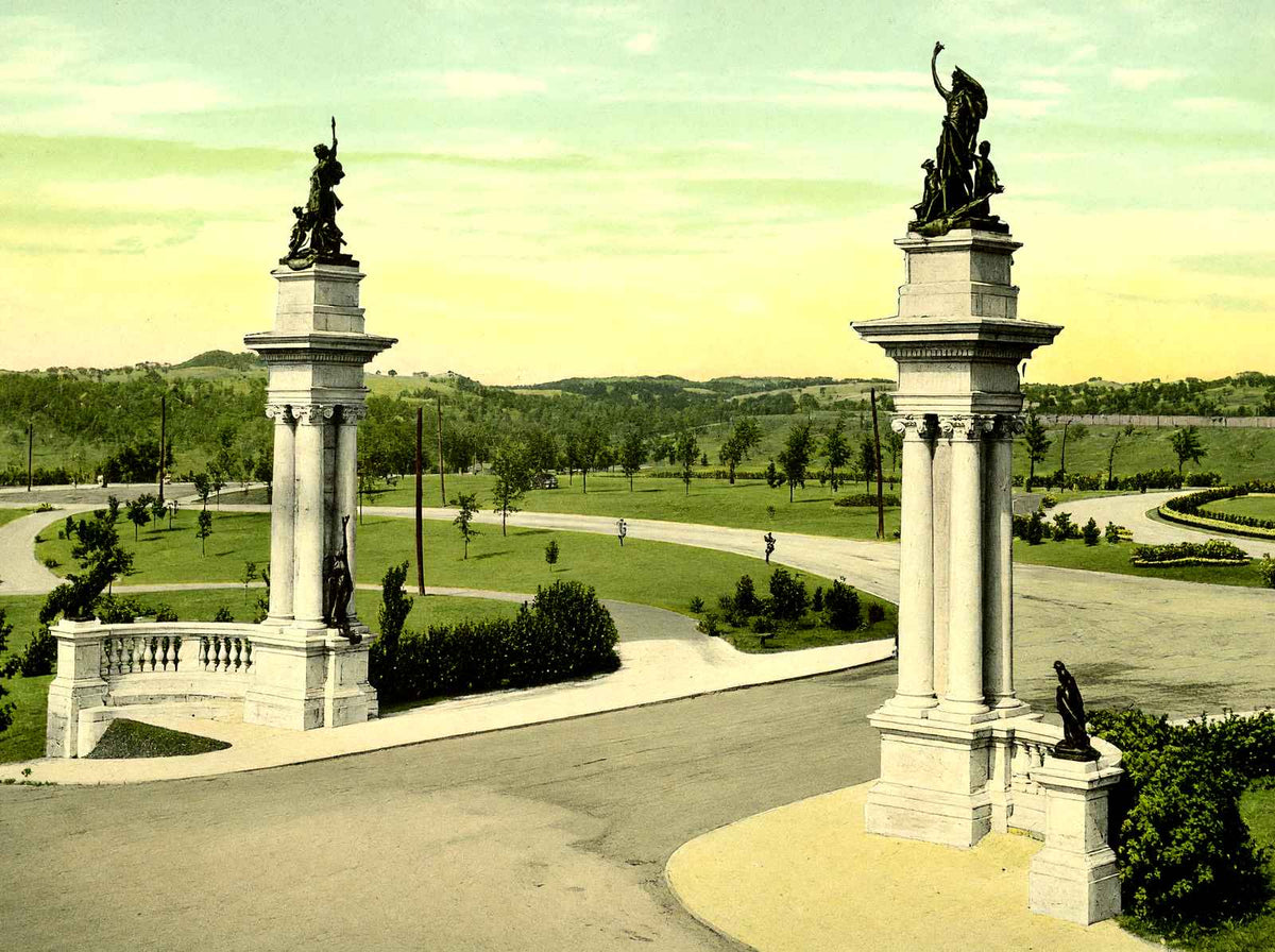 Highland Park Entrance, Pittsburgh PA in 1906 vintage print