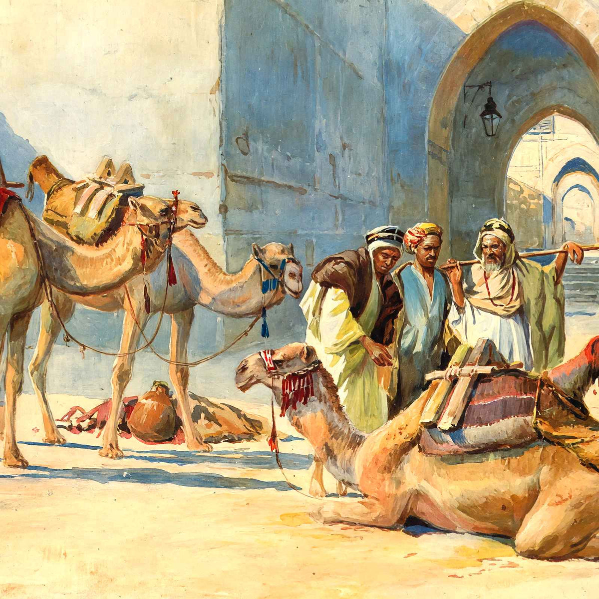 Caravan Resting at the Gate, Jerusalem art print