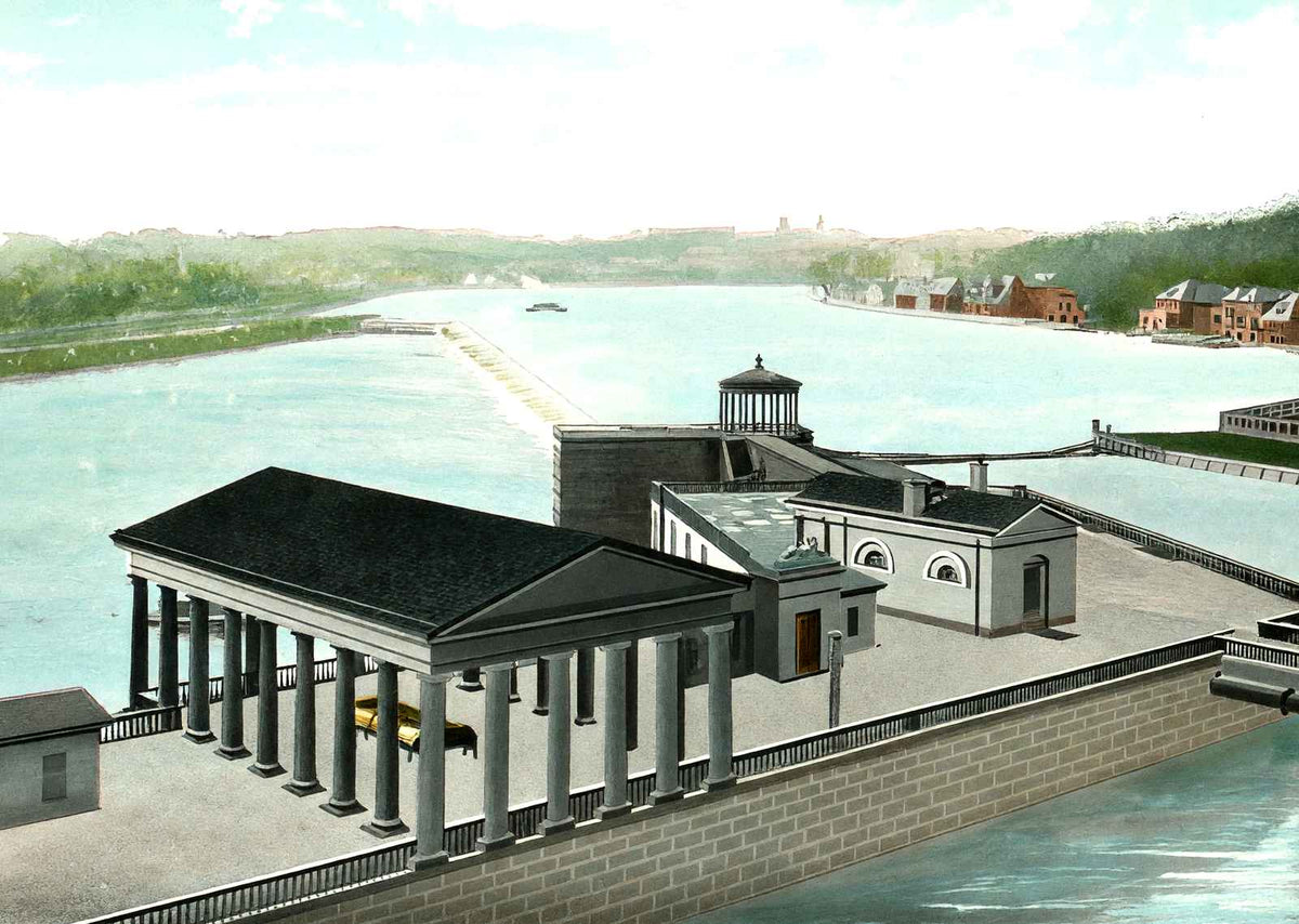 Fairmount Waterworks, Philadelphia PA in 1906 vintage print