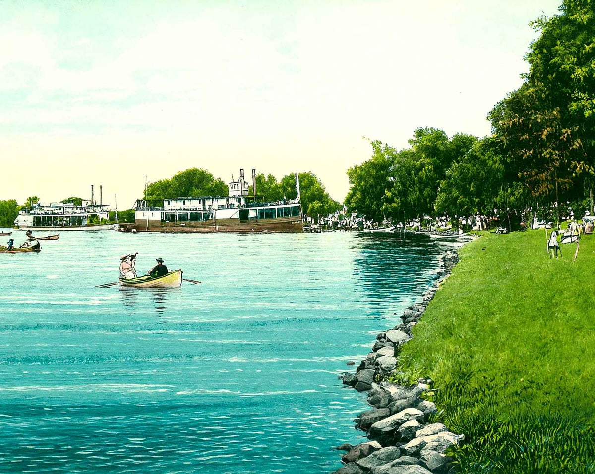 Picnic at Riverside Park, Neenah, WI 1908 vintage print