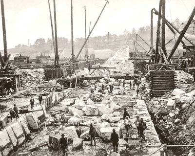 Laying Foundation of Big Dam at Whitney NC vintage photo print