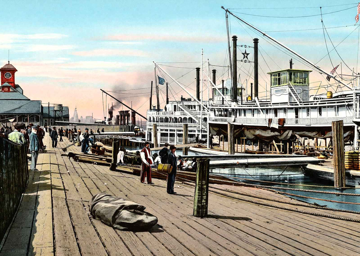 Mississippi River Steamer, New Orleans, LA vintage print