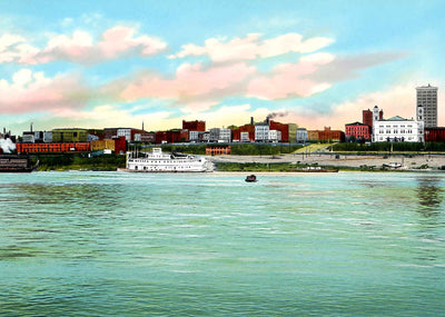 Approaching the Wharf, Memphis, TN in 1905 vintage print
