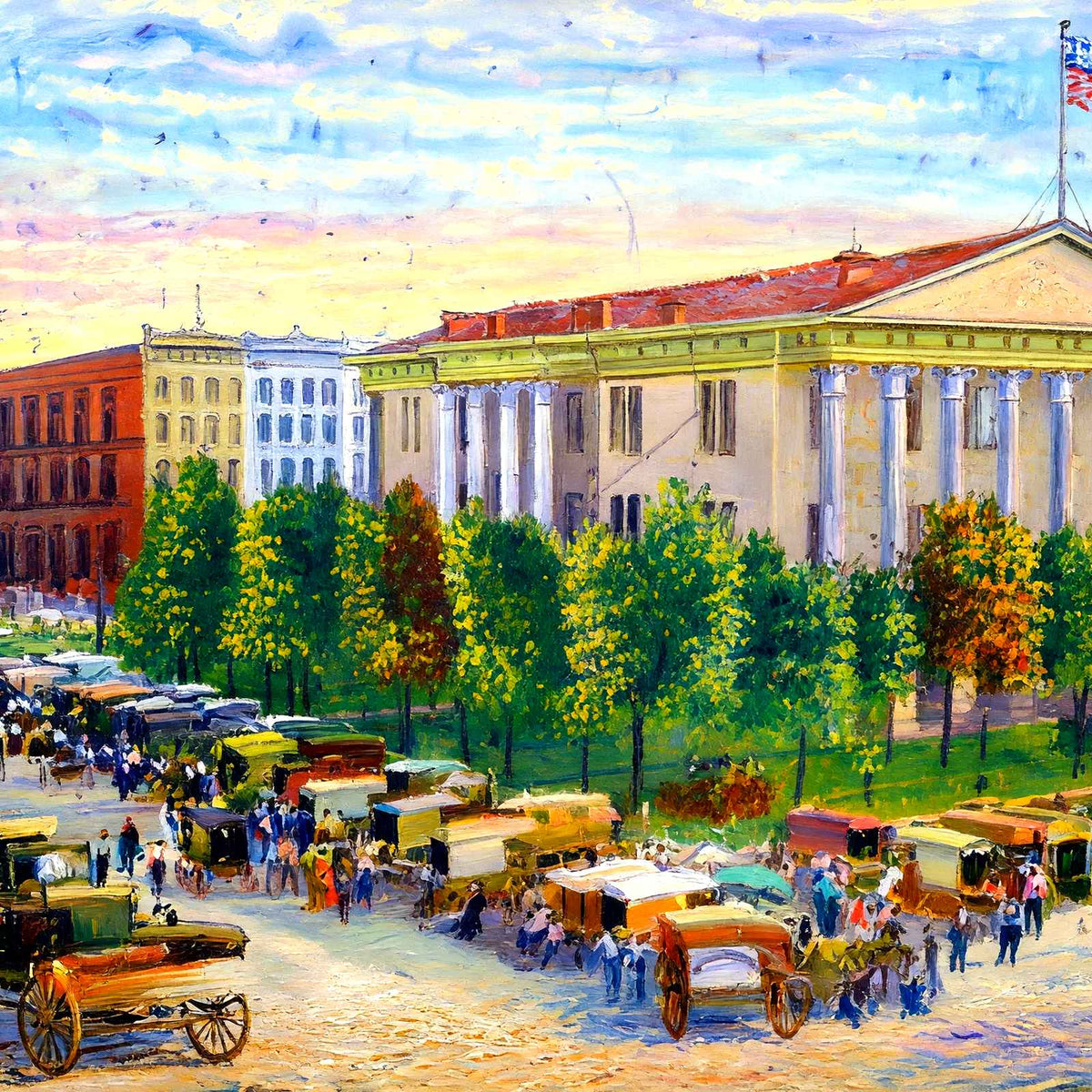 Market Day at Court Square, Nashville, TN art print