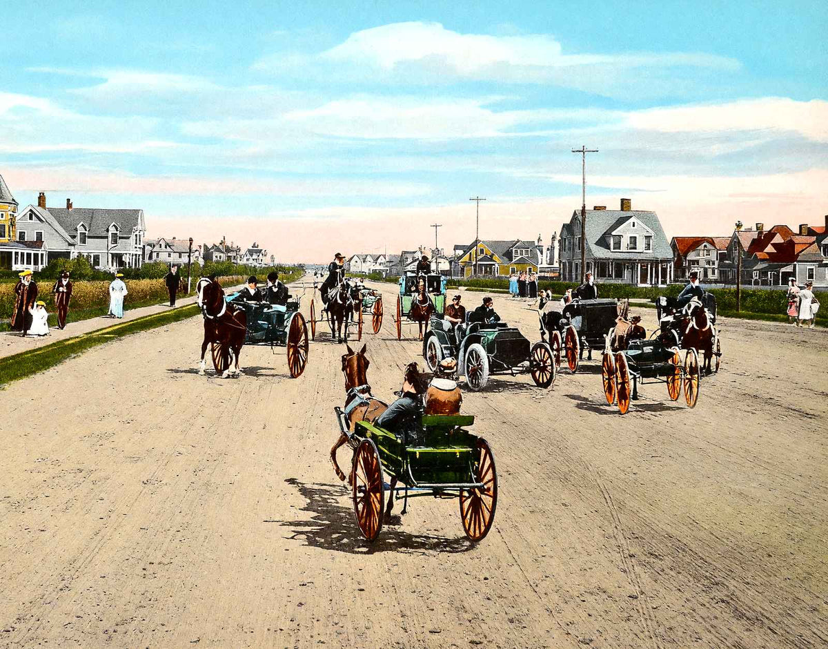 Ocean Avenue, Long Branch, NJ in 1905 vintage print