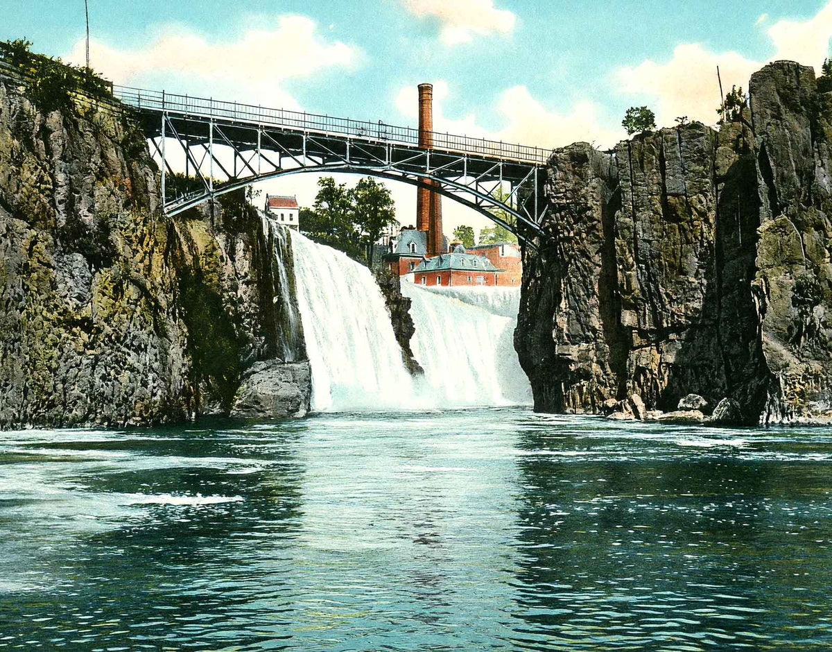 Passaic Falls from the Basin, Paterson, NJ vintage print
