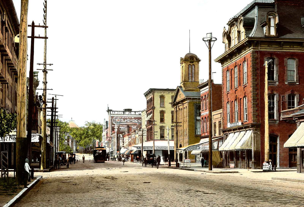 Fayetteville St Toward Capitol, Raleigh, NC vintage print