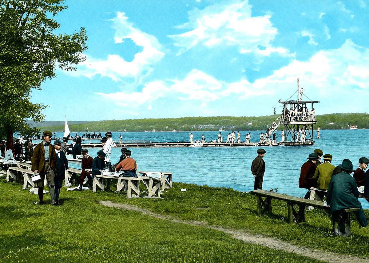 Waukesha Beach, WI in 1906 vintage print