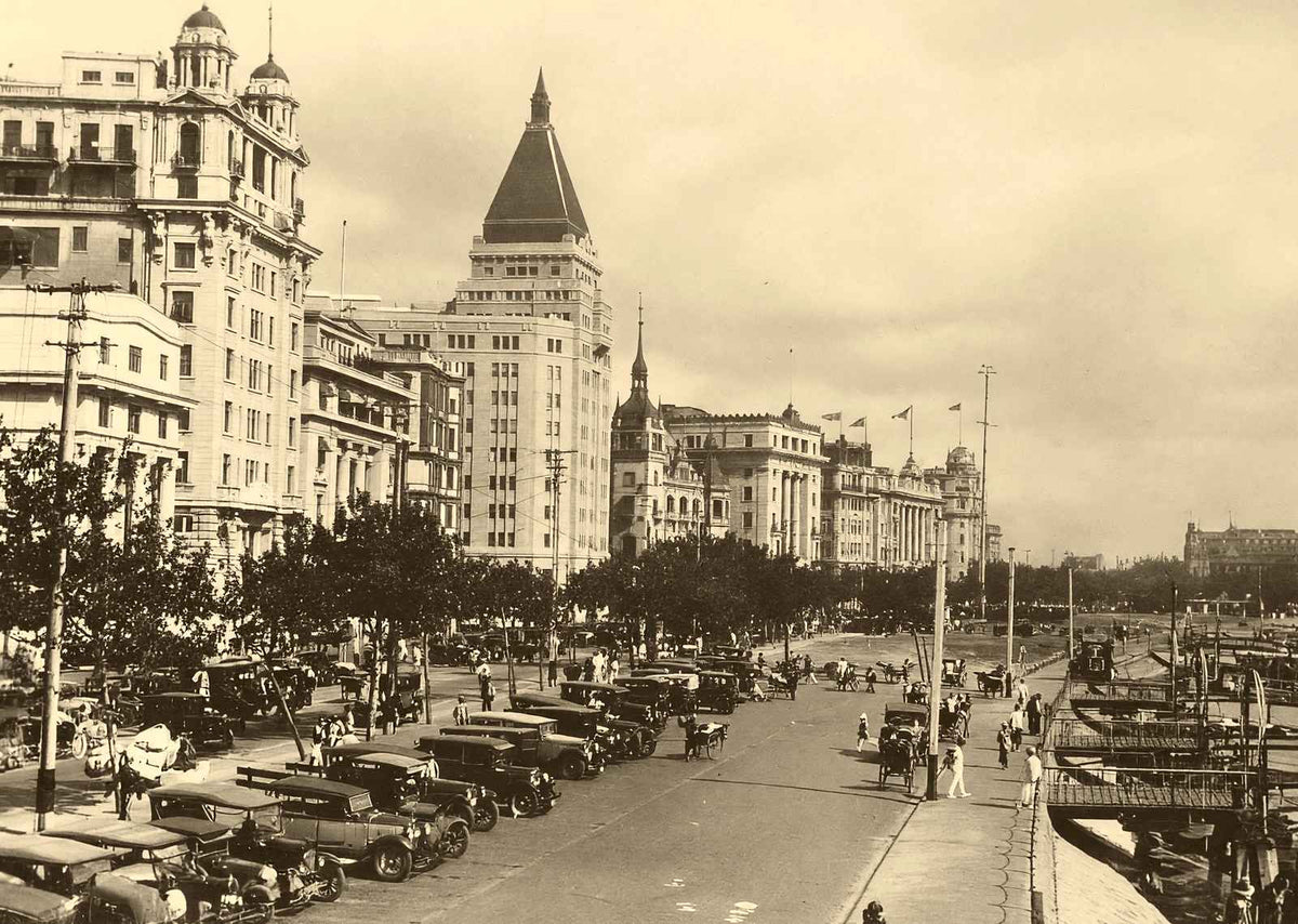 The Bund Looking North, Shanghai, China vintage photo print