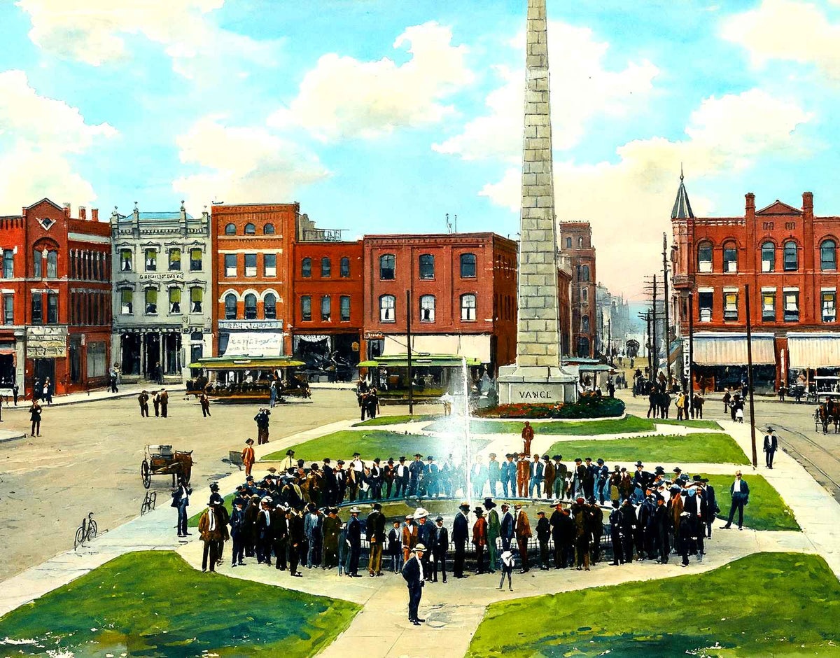 Pack Square, Asheville, NC in 1906 art print