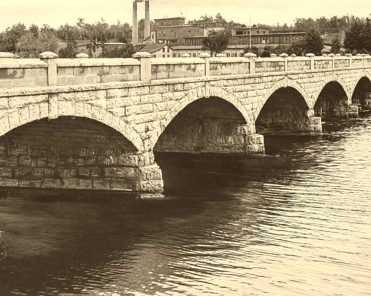 Historic John St Bridge, Appleton WI in 1905 vintage photo print