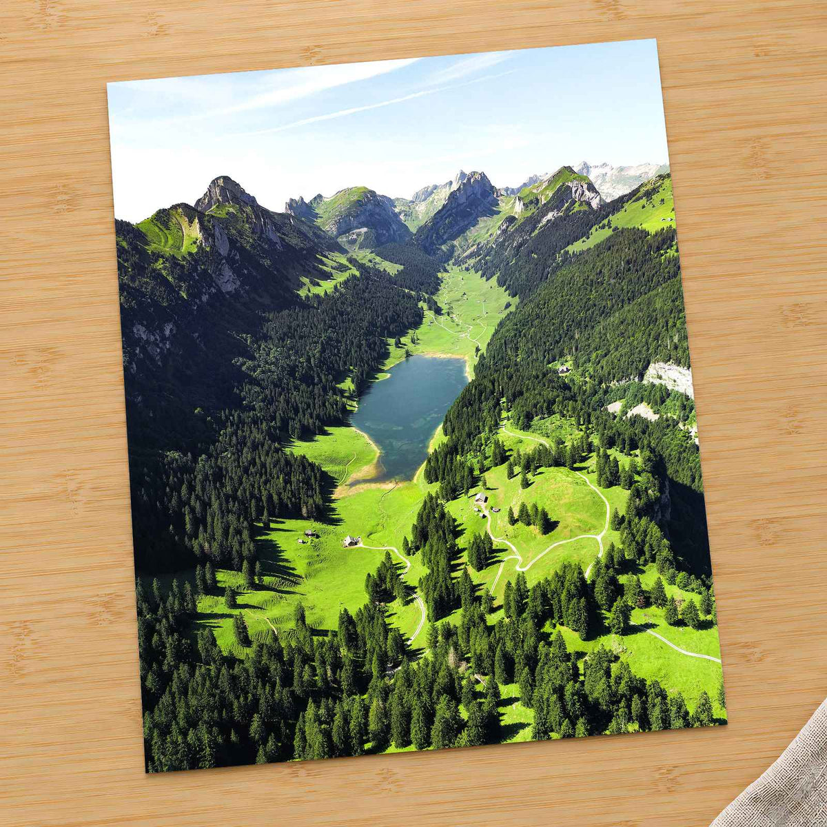 Green Mountain Valley with Lake in Rüte by Ahmed Photo Print Wall Decor