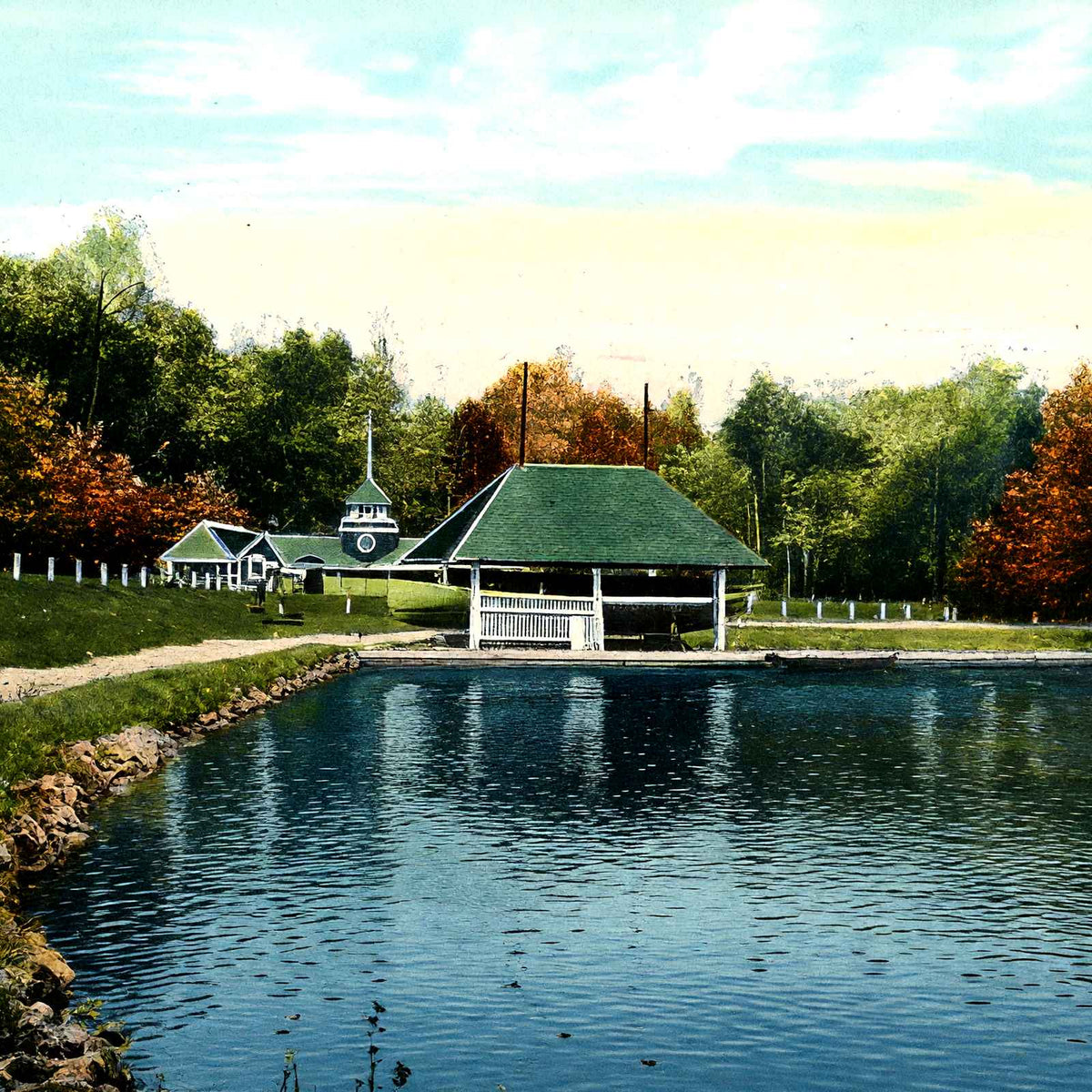 Cascade Park Lake & Boat House, New Castle PA vintage print