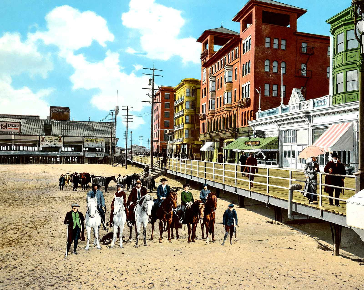 On the Sands, Atlantic City, NJ in 1901 vintage print