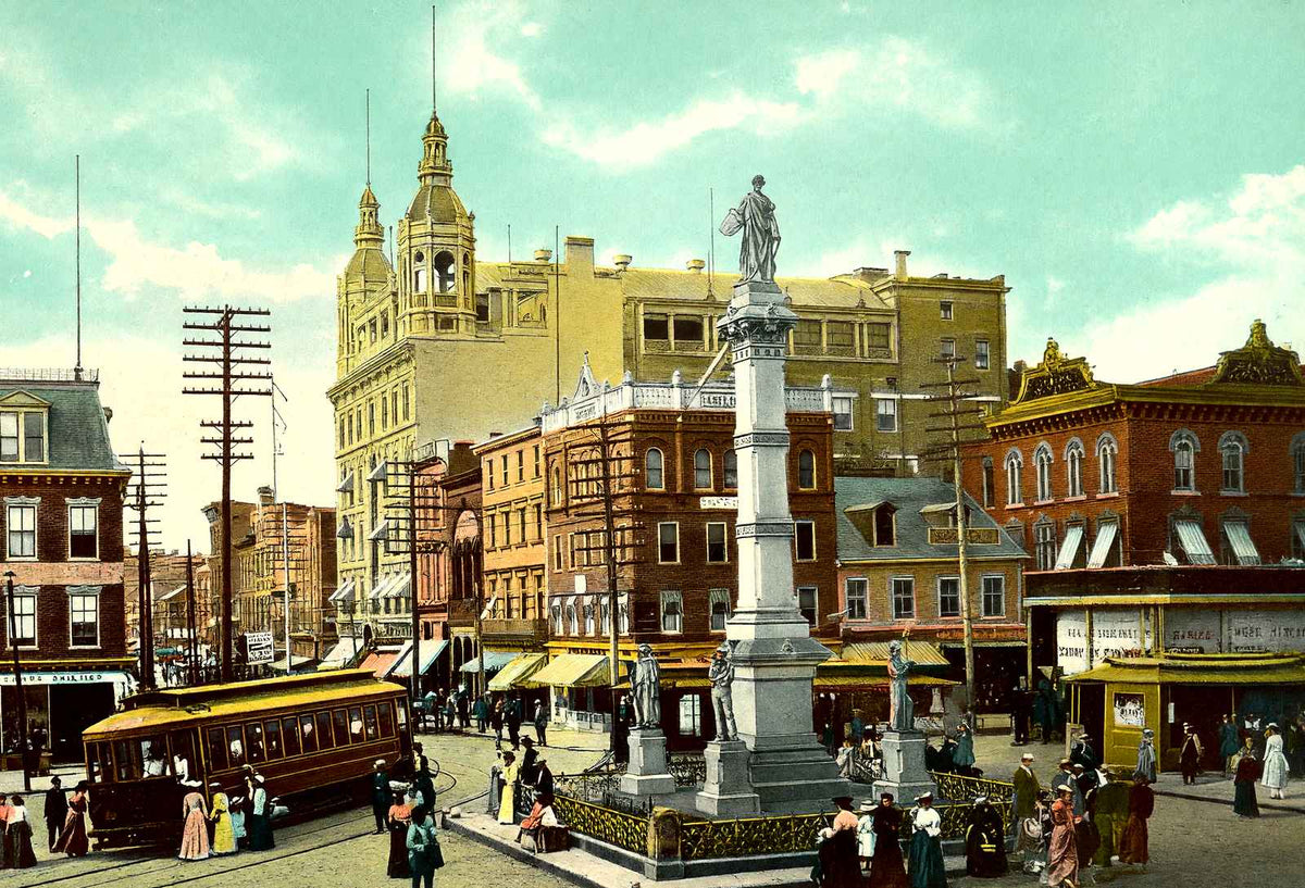 Penn Square and Soldiers' Monument, Lancaster vintage print