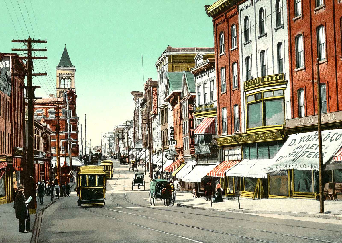 Broad Street Looking North, Trenton, NJ vintage print