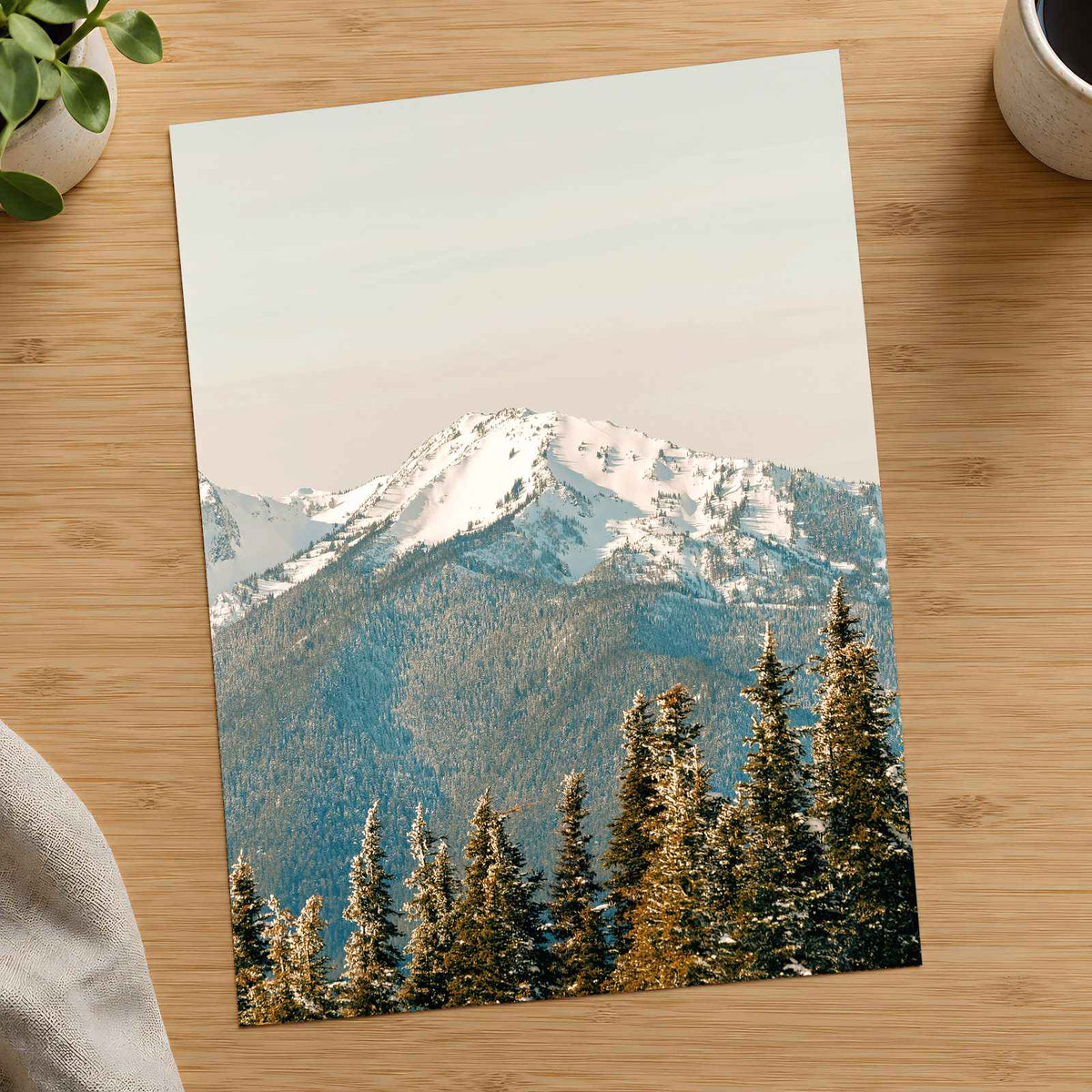 Snowy Mountain Peak Olympic National Park by Hans Photo Print Wall Decor