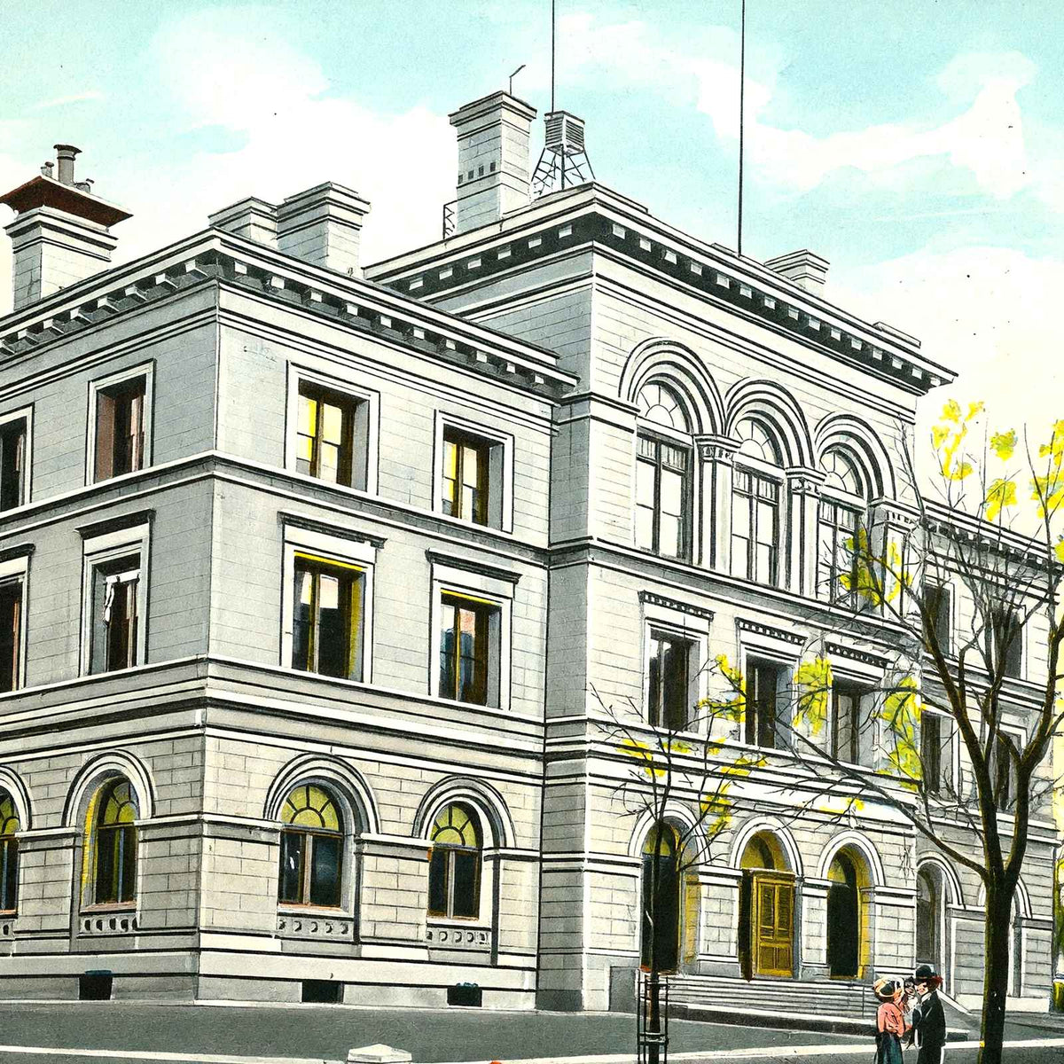 Post Office, Harrisburg PA in 1907 vintage print