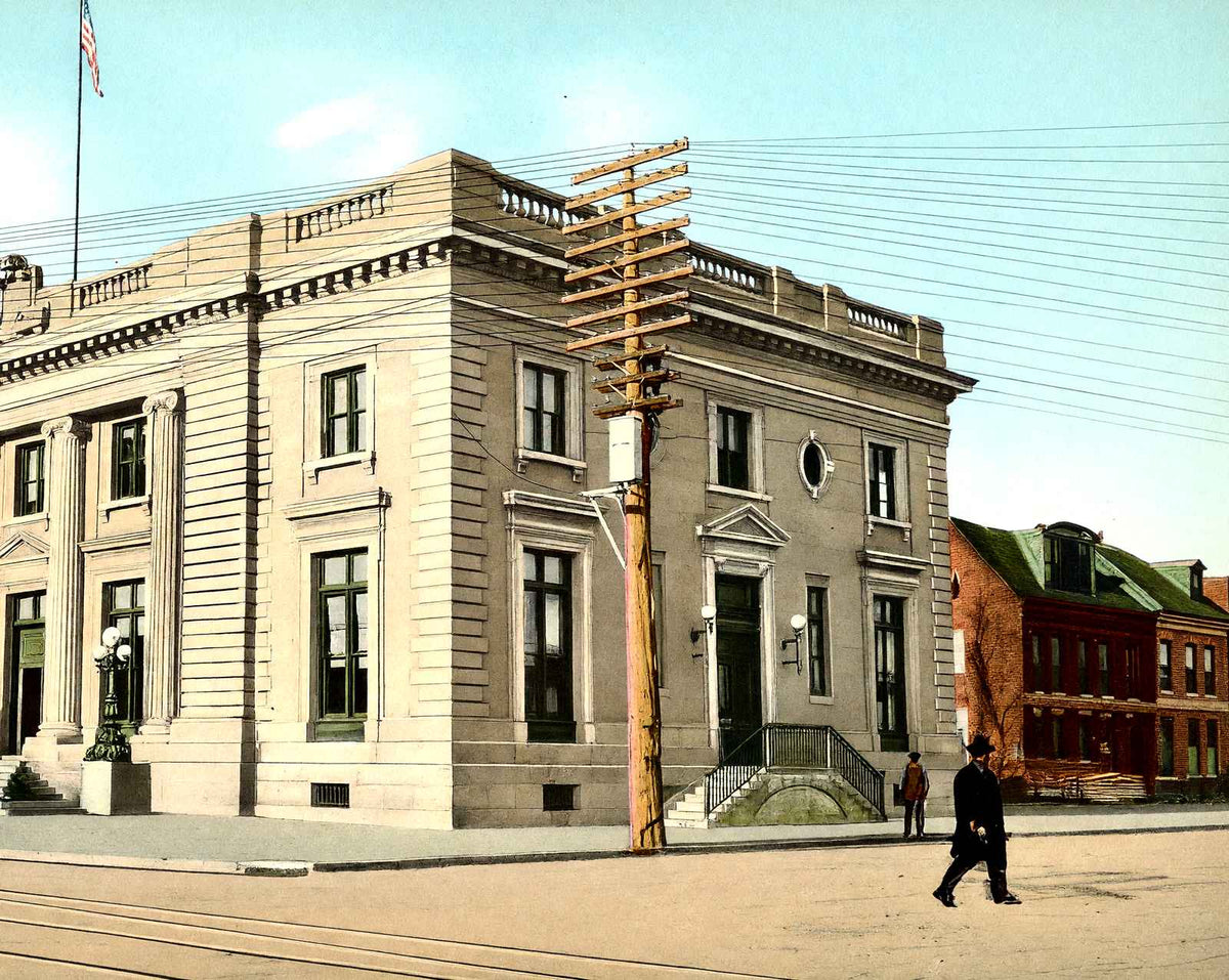 Post Office, Wilkes Barre PA in 1907 vintage print
