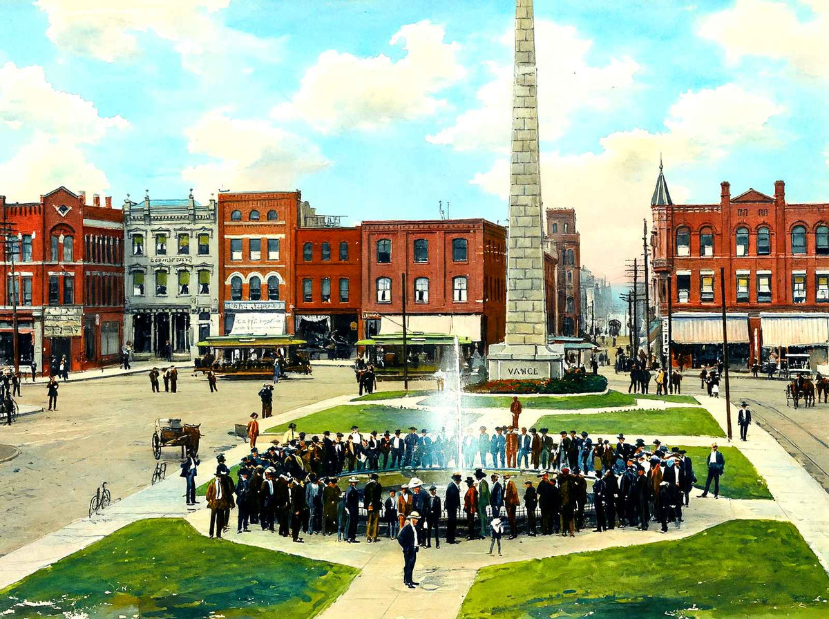 Pack Square, Asheville, NC in 1906 art print