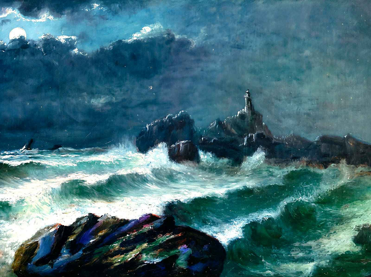 Corbierre Lighthouse, Jersey in 1904 art print