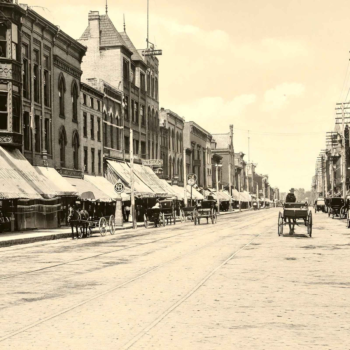 Main Street, Racine, WI in 1904 vintage print