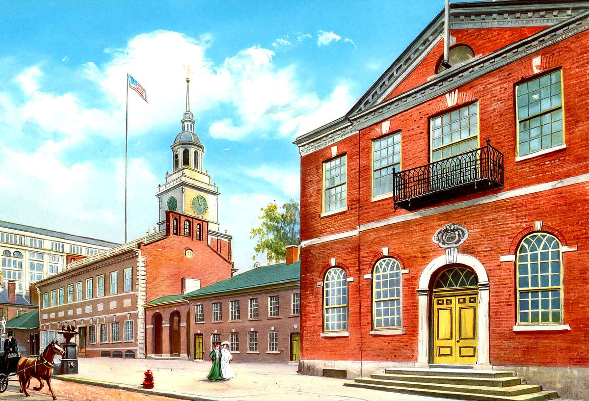 Independence Hall, Philadelphia PA in 1906 vintage print