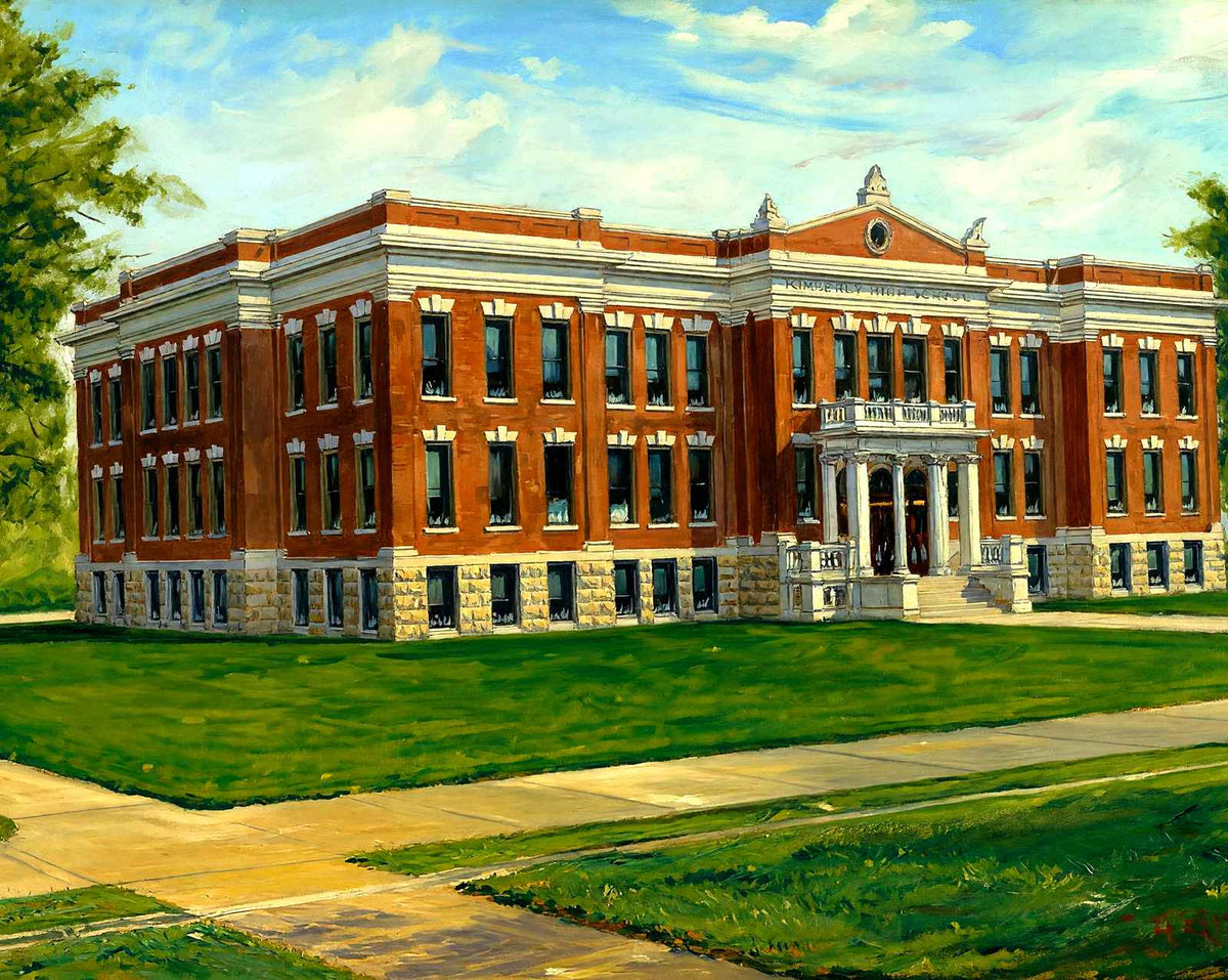 Kimberly High School, Neenah, WI in 1905 art print