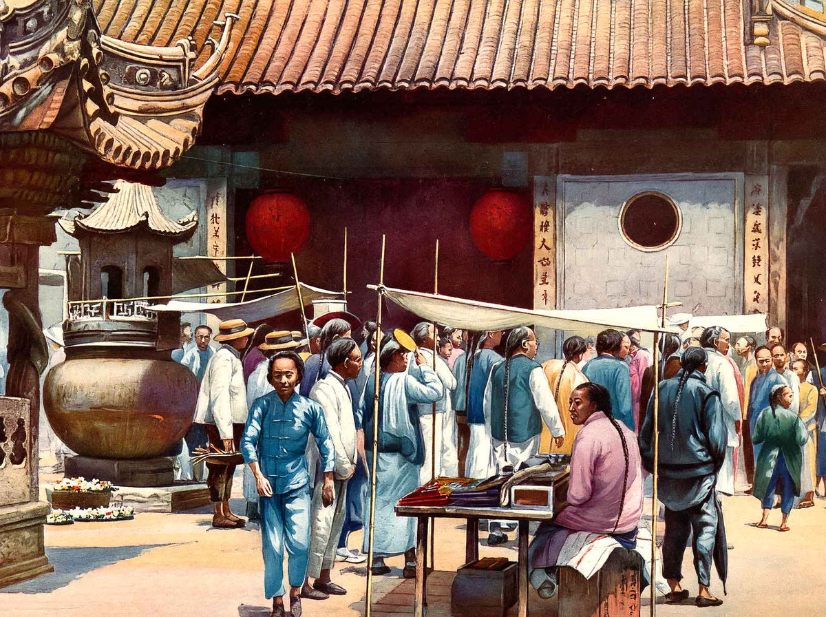 Buddhist Temple, Old City, Shanghai vintage print
