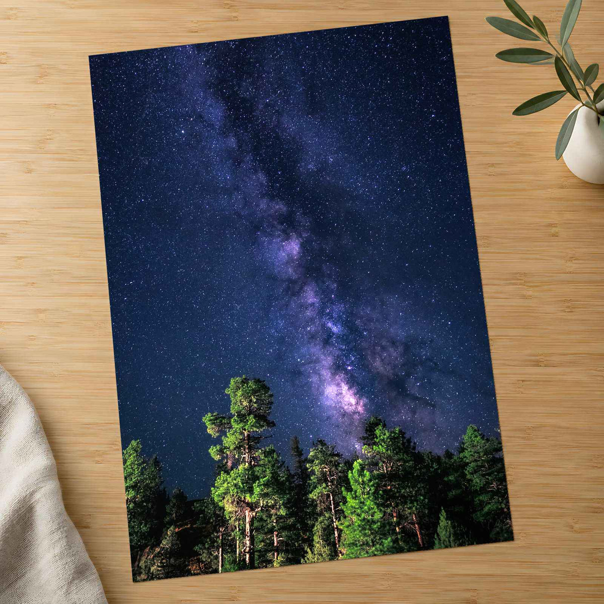 Trees and Milky Way by Arnaud Mariat Photo Print Wall Decor