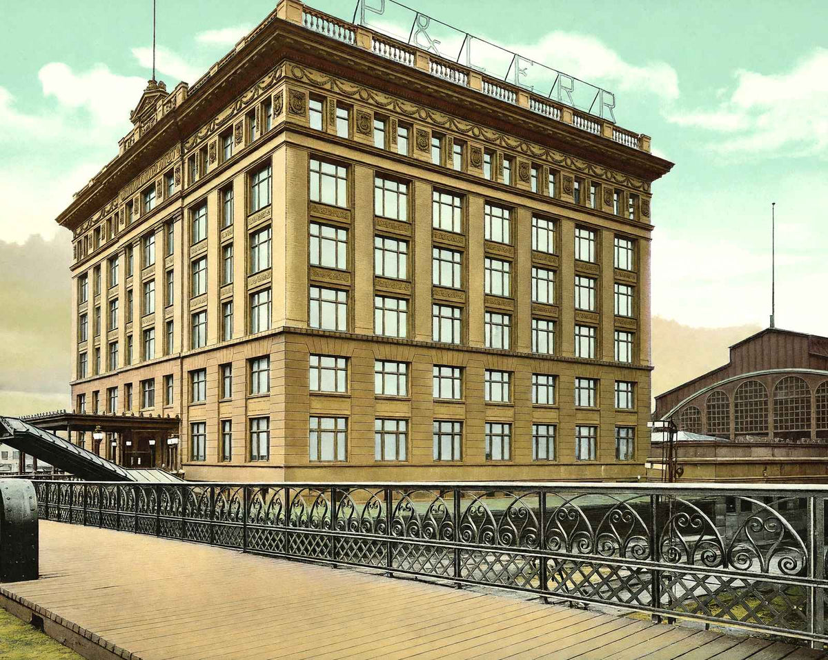 P & Le RR Station, Pittsburgh PA in 1906 vintage print