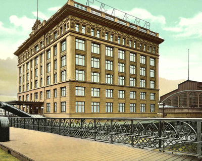 P & Le RR Station, Pittsburgh PA in 1906 vintage print