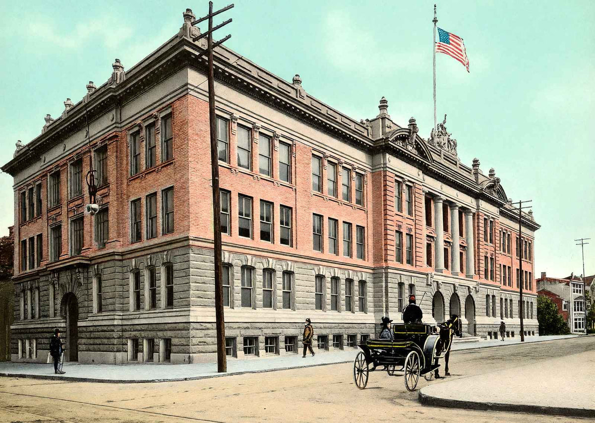 Boys High School, Reading PA in 1907 vintage print