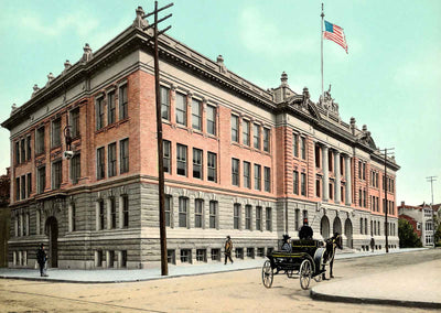 Boys High School, Reading PA in 1907 vintage print