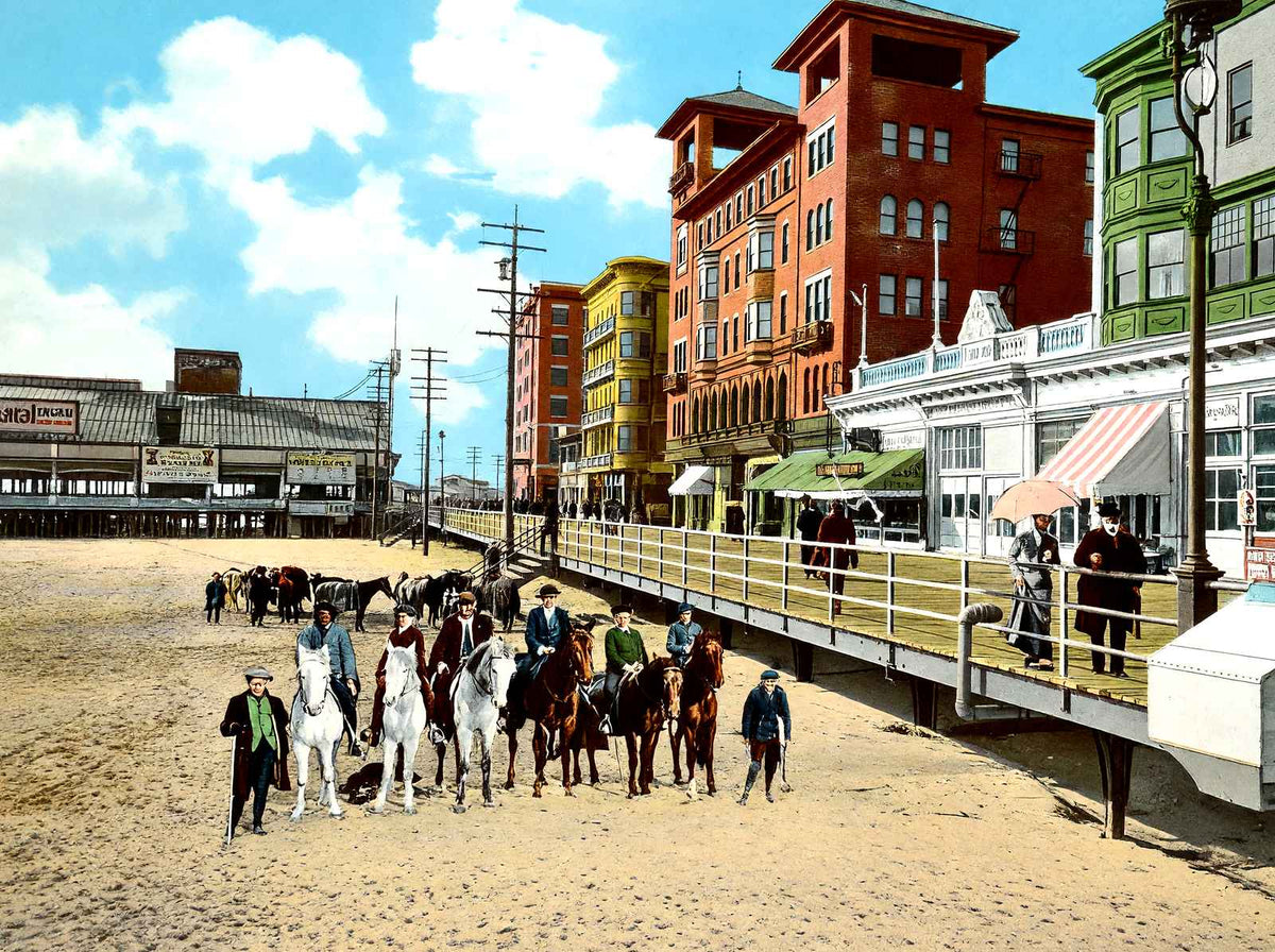 On the Sands, Atlantic City, NJ in 1901 vintage print
