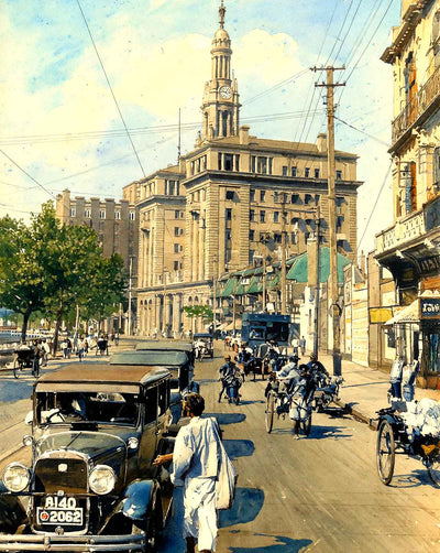 Bubbling Well Road & C.U.A., Shanghai art print
