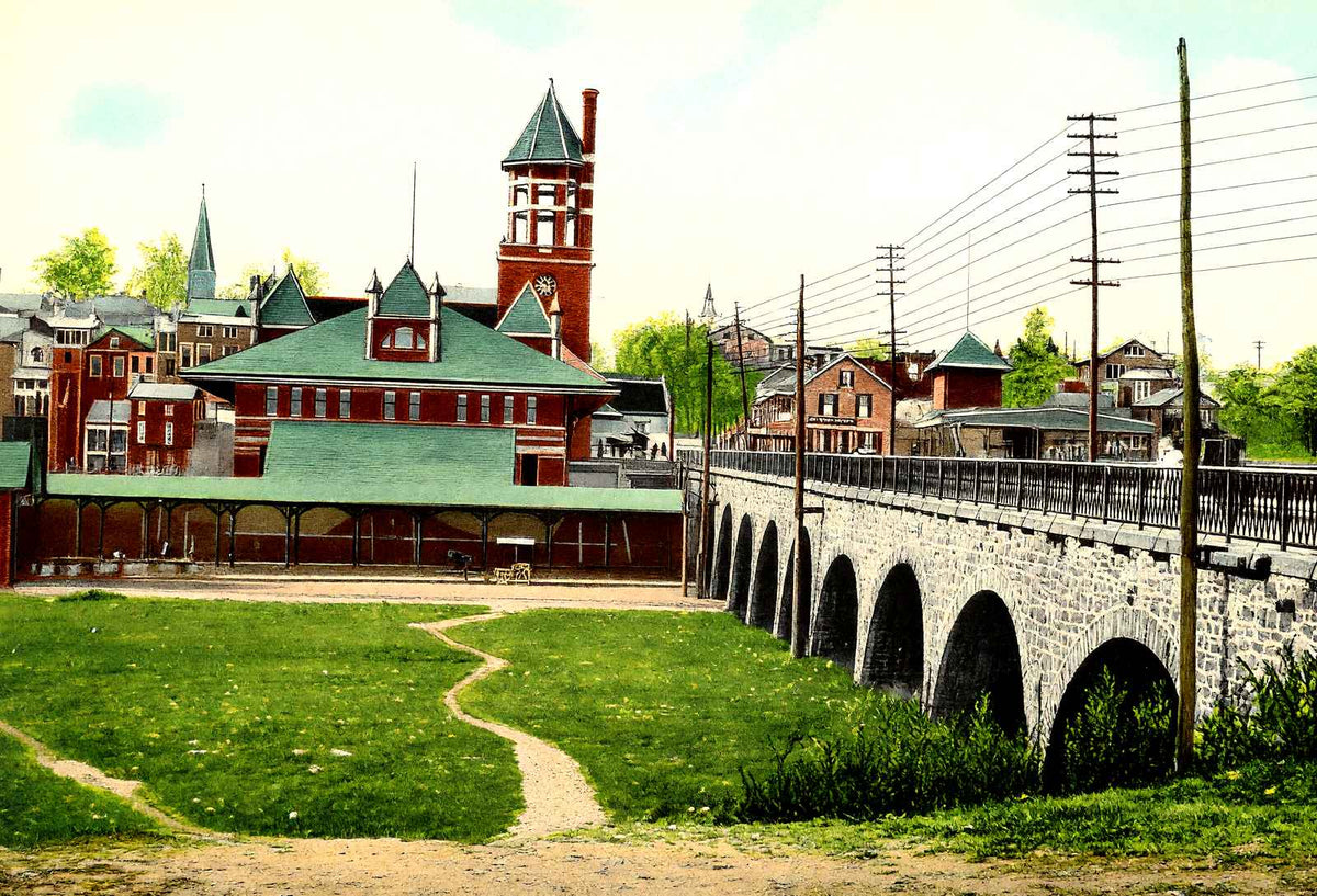 Lehigh Valley Station and Viaduct, Allentown vintage print