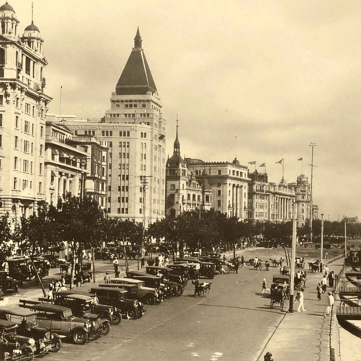 The Bund Looking North, Shanghai, China vintage photo print