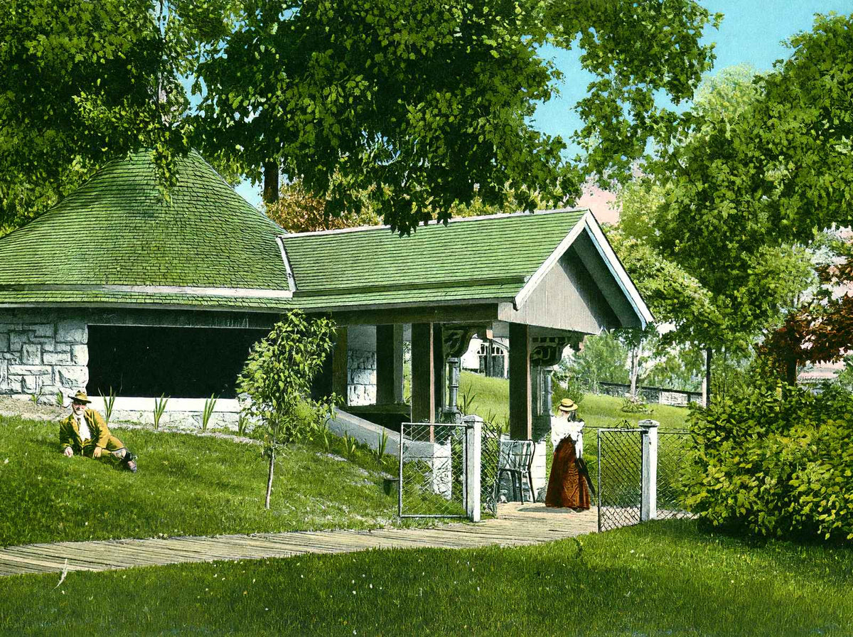 Lithia Spring, Waukesha, WI in 1906 vintage print