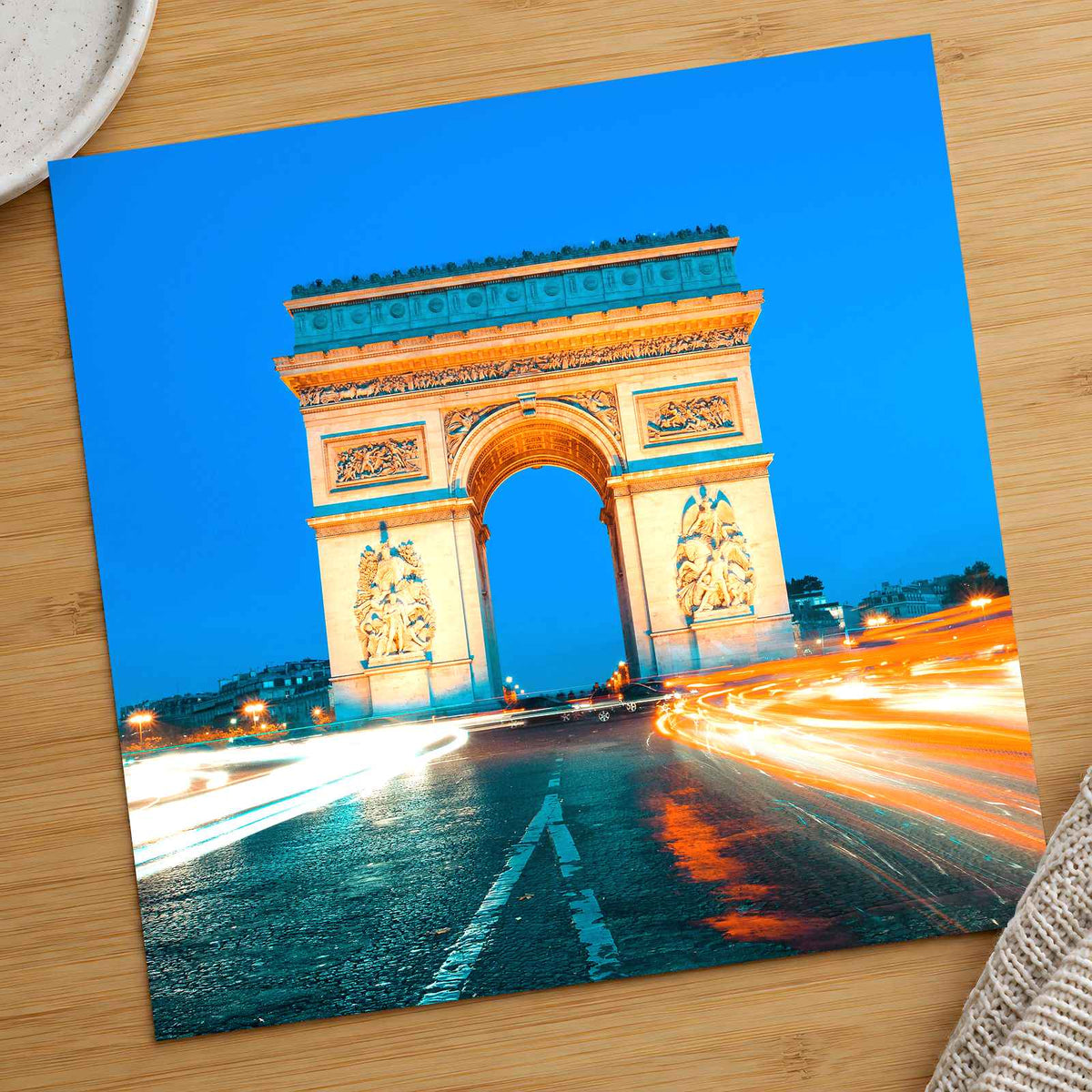 Famous Arc De Triomphe by Night, Paris France Photo Print Wall Decor