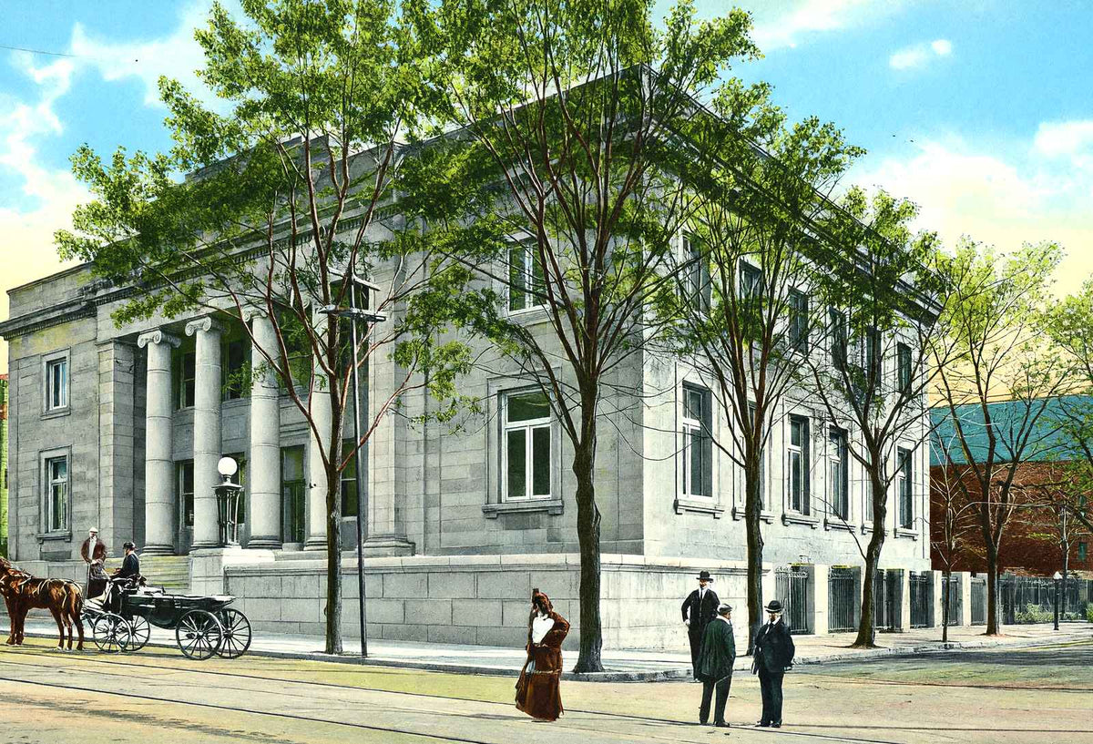 Free Public Library, Paterson, NJ in 1905 vintage print