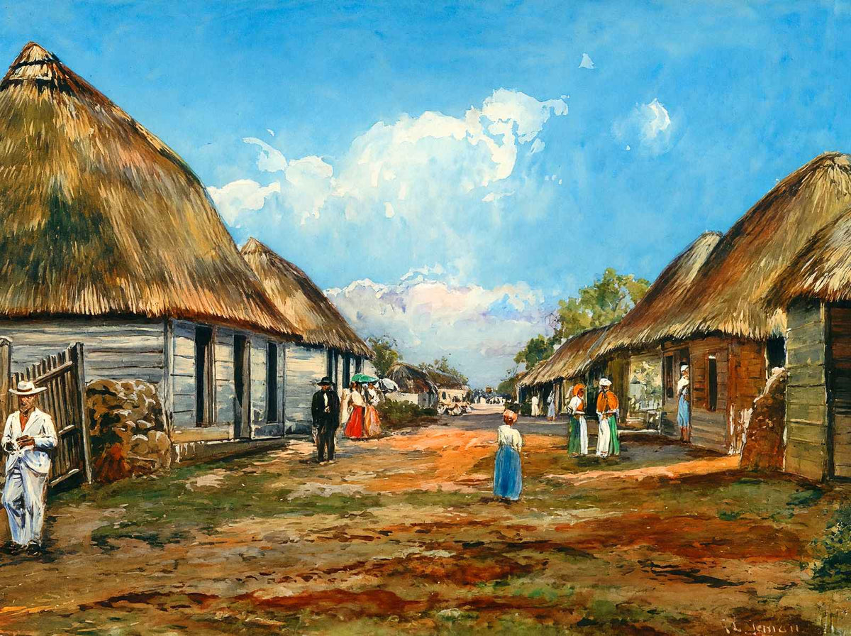 Street in a Cuban Village, Cuba in 1921 painting