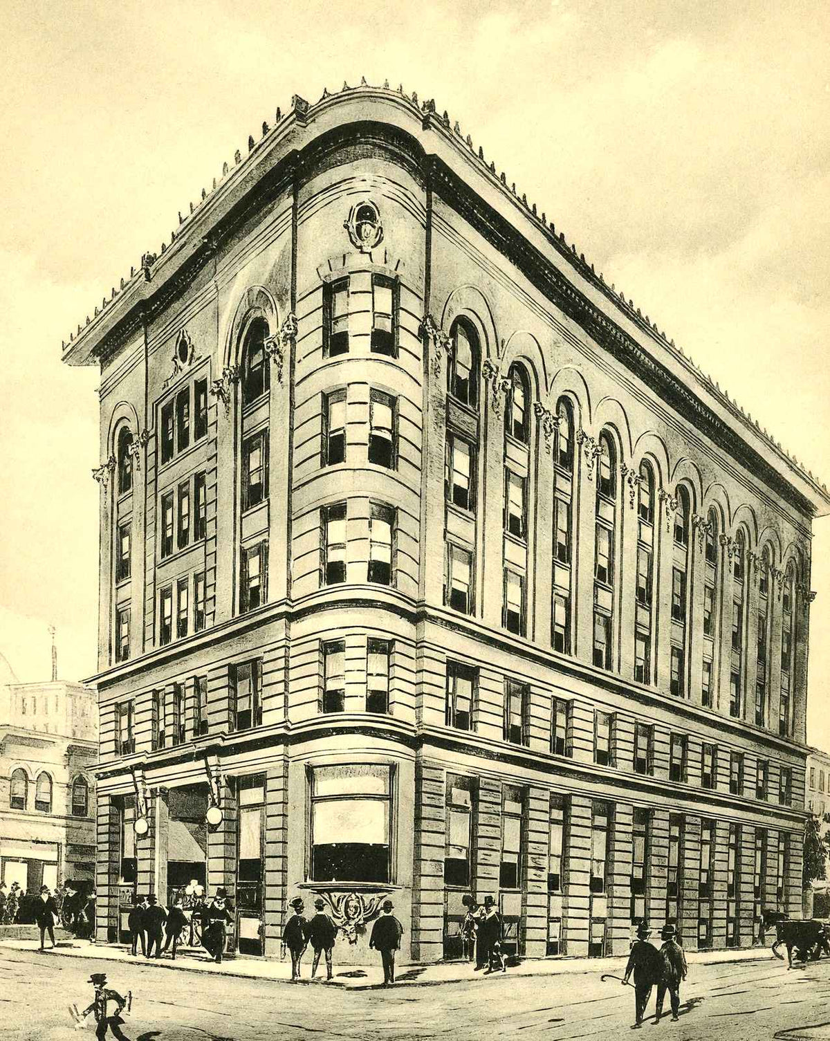 Trust Building, Durham, NC in 1904 vintage print
