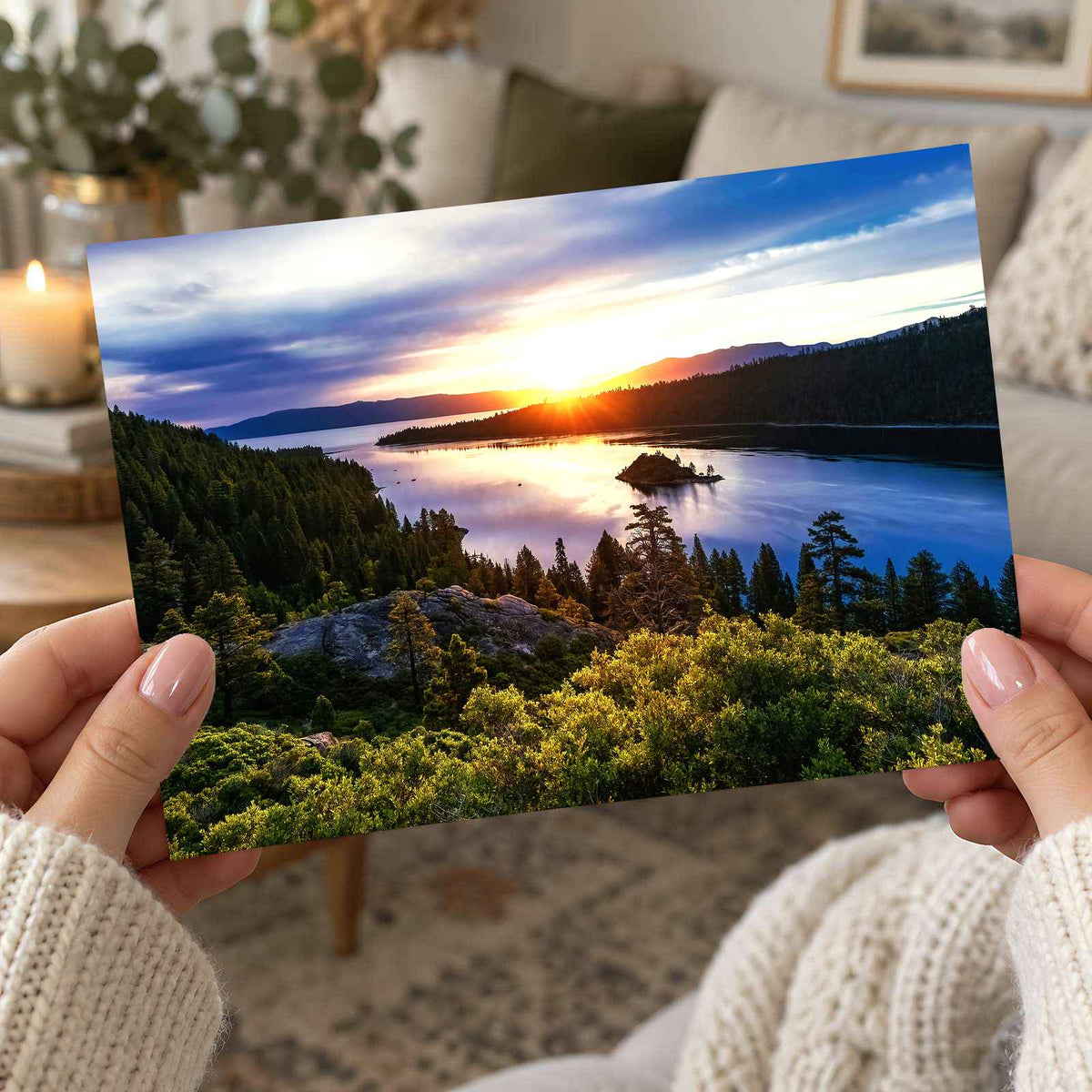 Lake Tahoe Sunset Photo Print Wall Decor