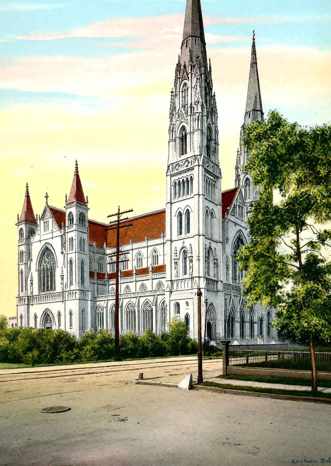 St Pauls Cathedral, Pittsburgh PA in 1906 vintage print