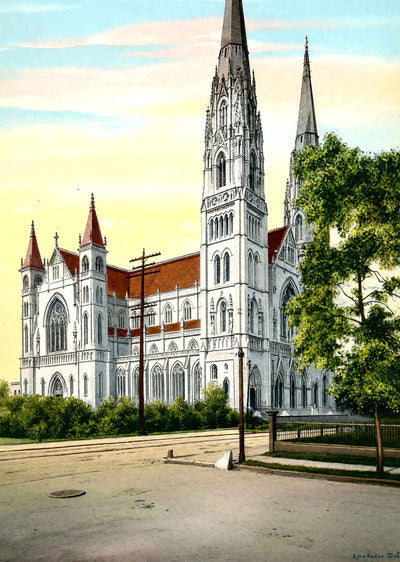 St Pauls Cathedral, Pittsburgh PA in 1906 vintage print