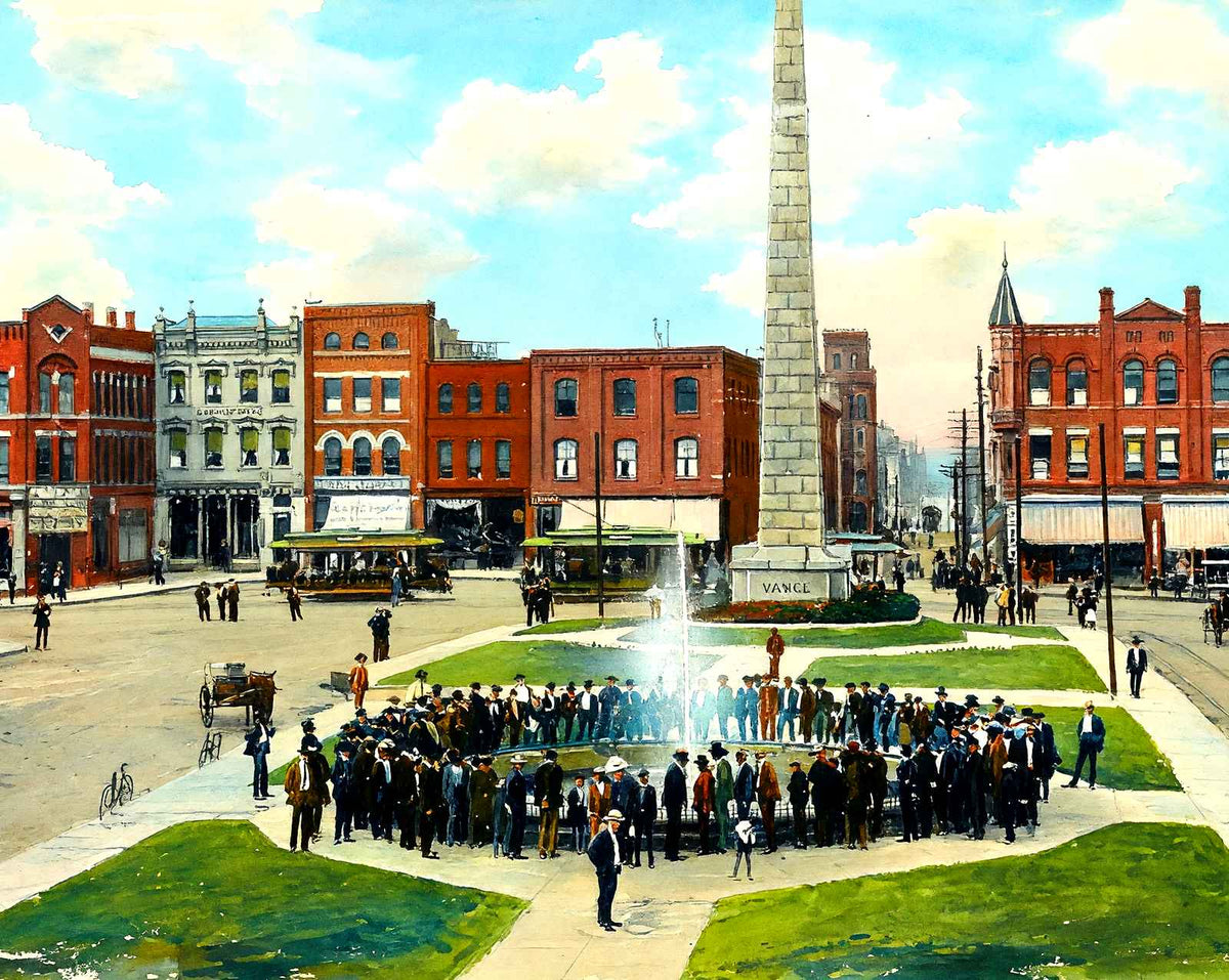 Pack Square, Asheville, NC in 1906 art print