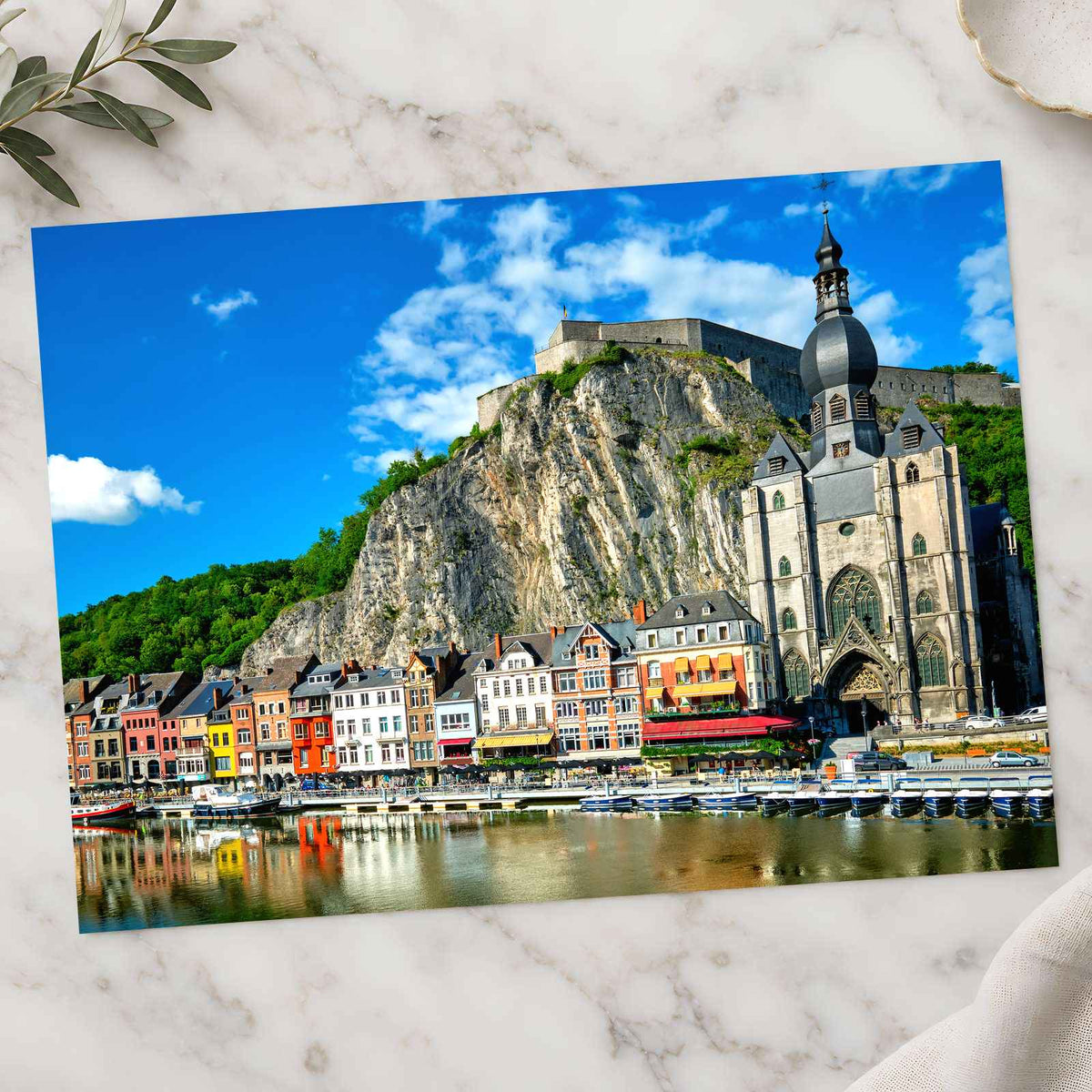 Church and Town by Sea Photo Print Wall Decor