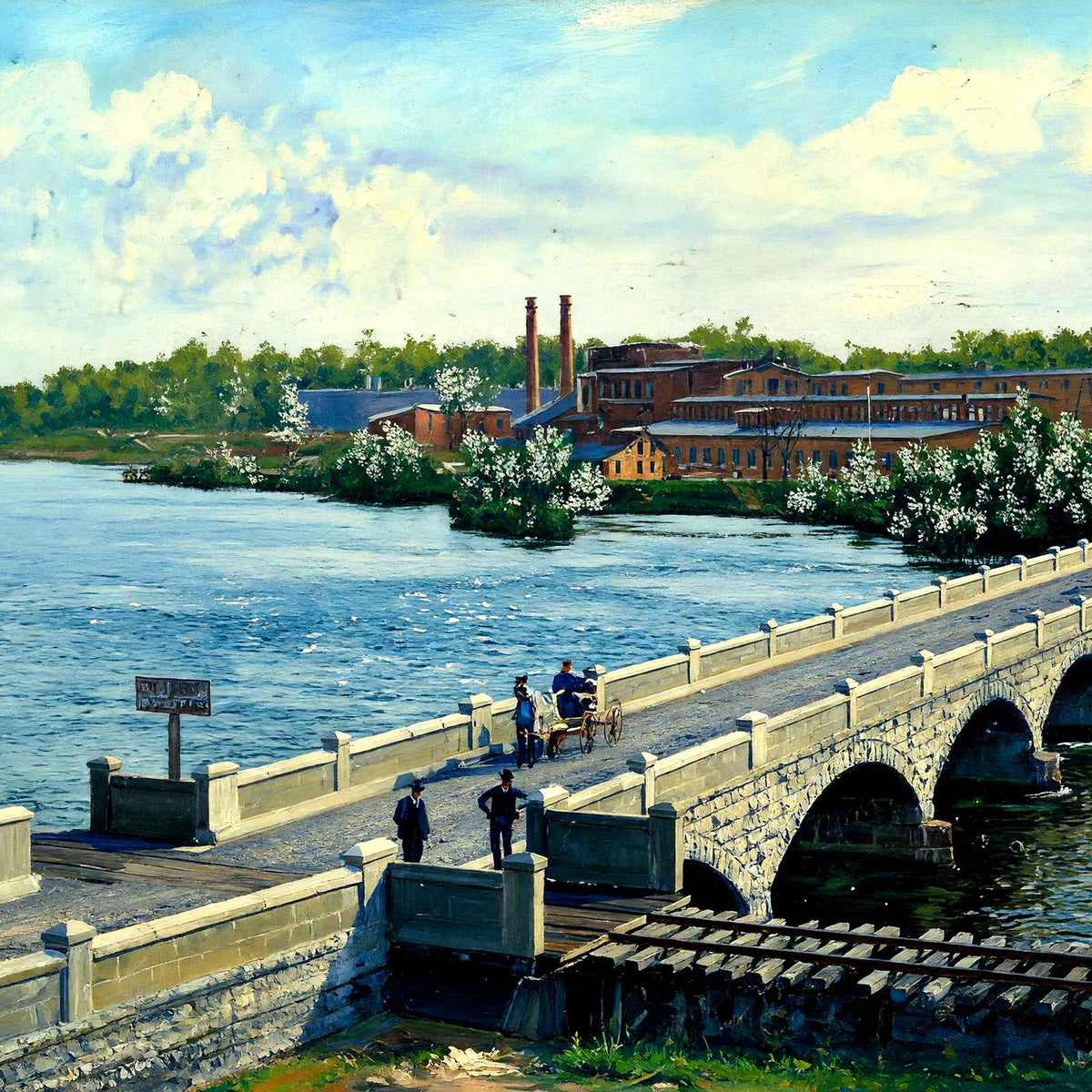 John Street Bridge, Appleton, WI in 1908 art print