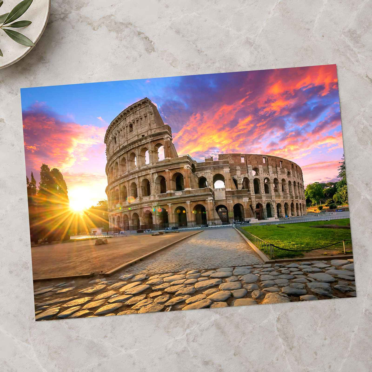 Colosseum in Rome with Morning Sun, Italy Photo Print Wall Decor